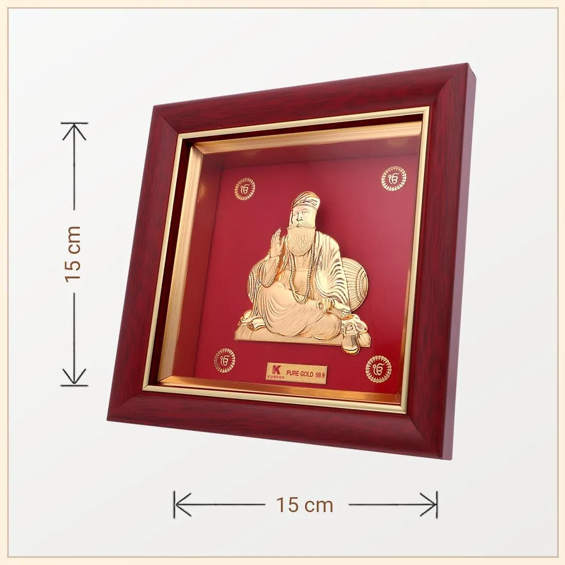KUNDAN 24k Gold Foiled Artwork Guru Nanak Ji Frame (S1) 15 * 15 cm