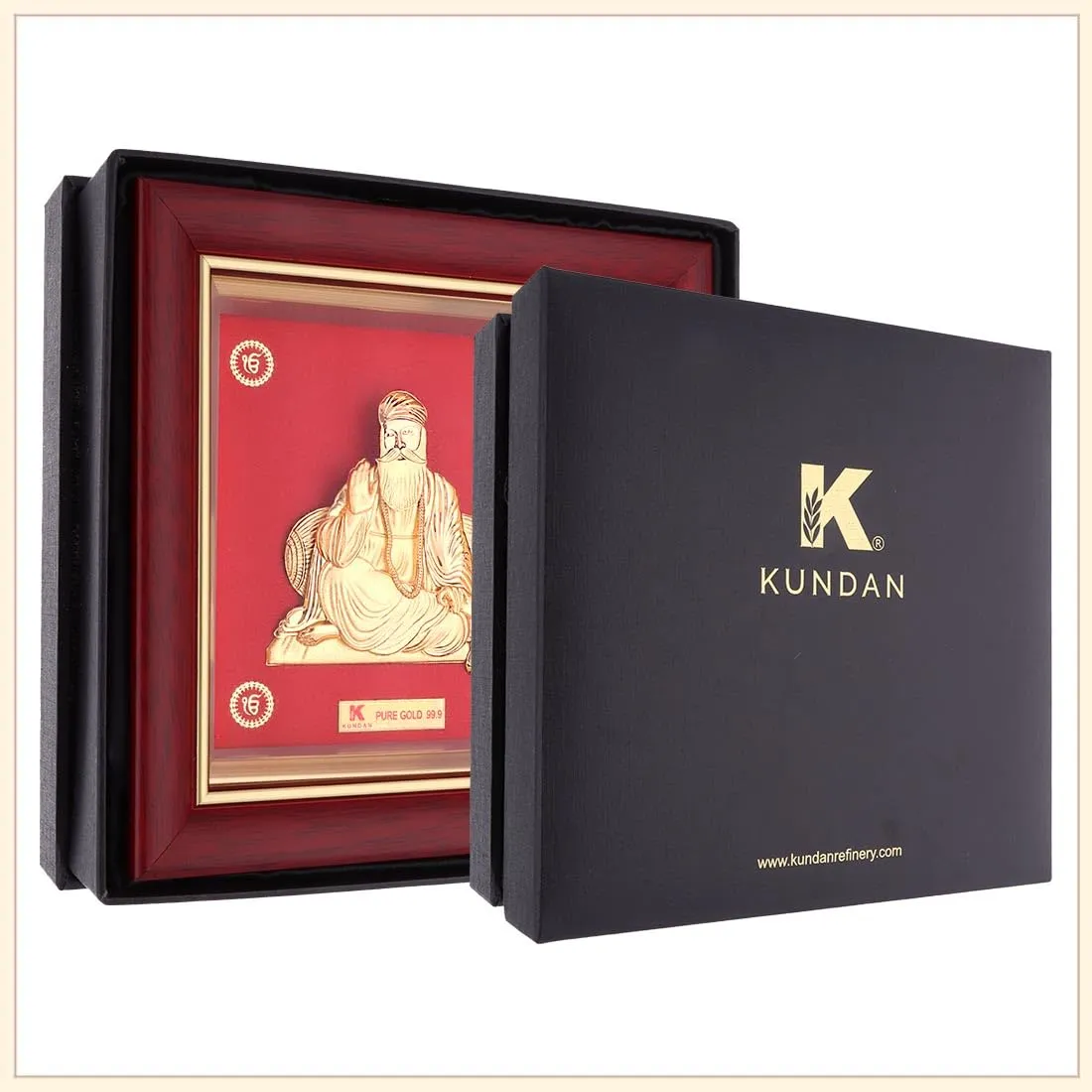 KUNDAN 24k Gold Foiled Artwork Guru Nanak Ji Frame (S1) 15 * 15 cm
