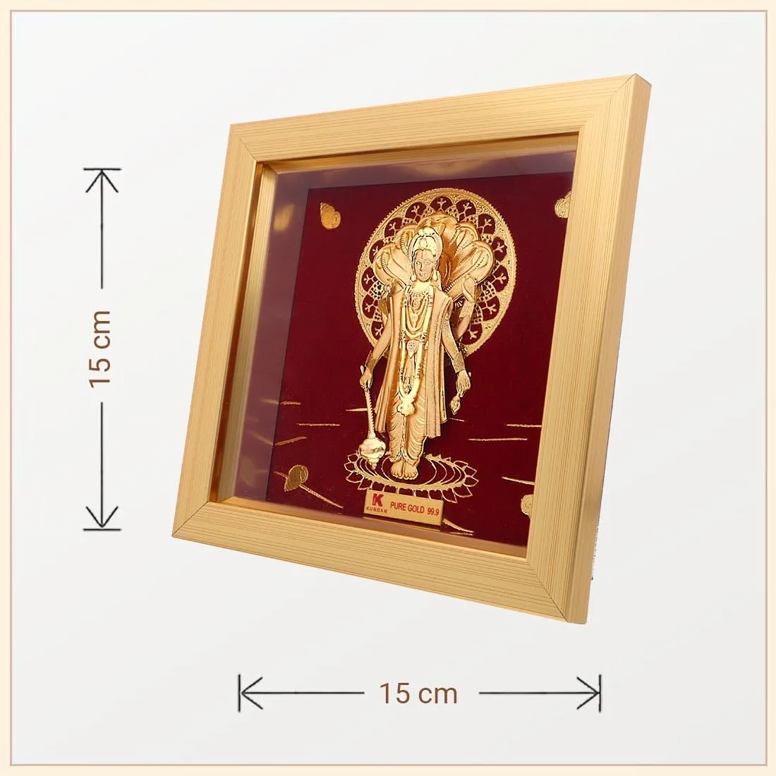 KUNDAN 24k Gold Foiled Artwork Vishnu Ji Frame (S1) 15 * 15 cm