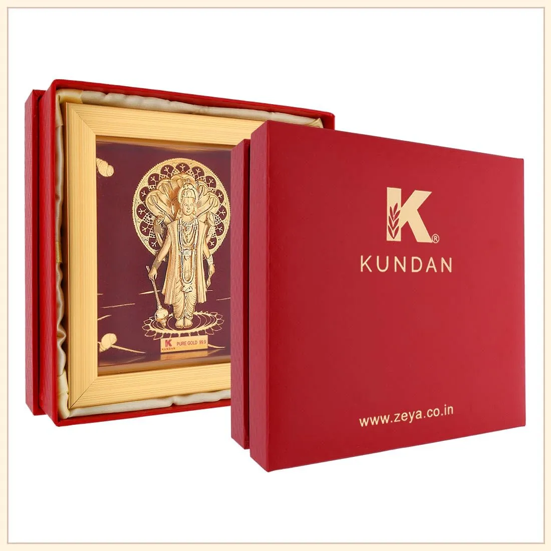 KUNDAN 24k Gold Foiled Artwork Vishnu Ji Frame (S1) 15 * 15 cm