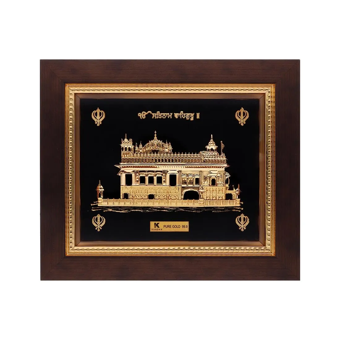 KUNDAN 24k Gold Foiled Handmade Frame Golden Temple 16 * 18.5cm
