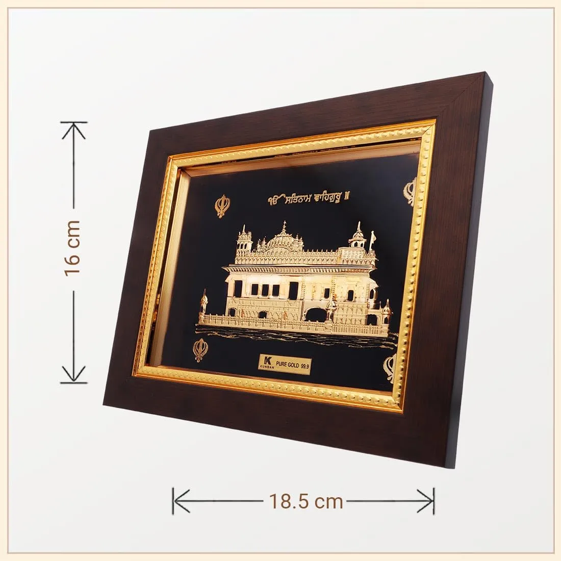KUNDAN 24k Gold Foiled Handmade Frame Golden Temple 16 * 18.5cm