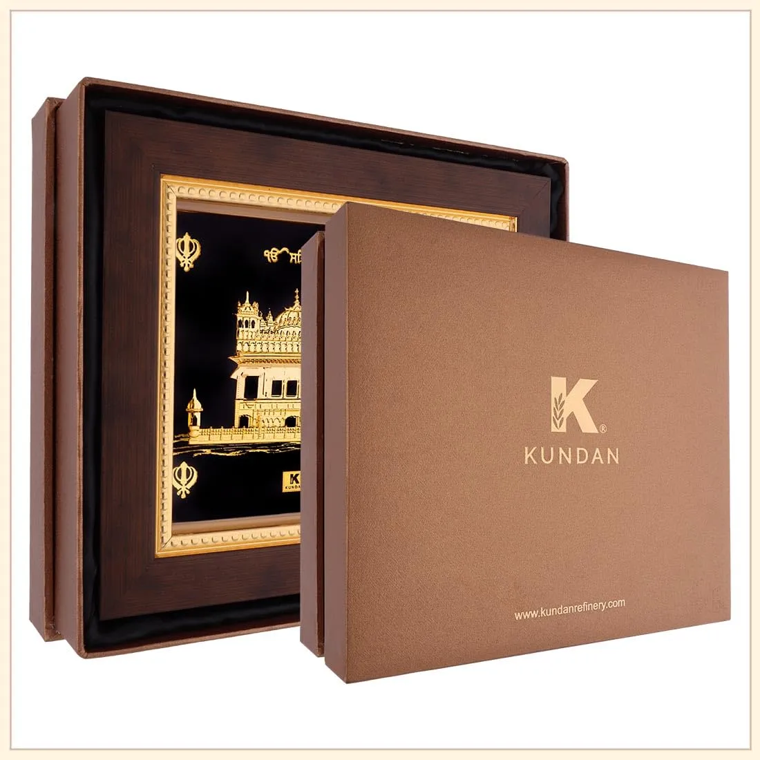 KUNDAN 24k Gold Foiled Handmade Frame Golden Temple 16 * 18.5cm