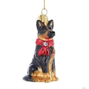 Kurt Adler German Shepherd with Red Scarf Glass Ornament