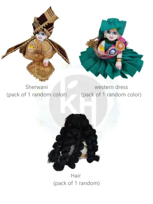 Laddu gopal sherwani, western dress & hair Combo