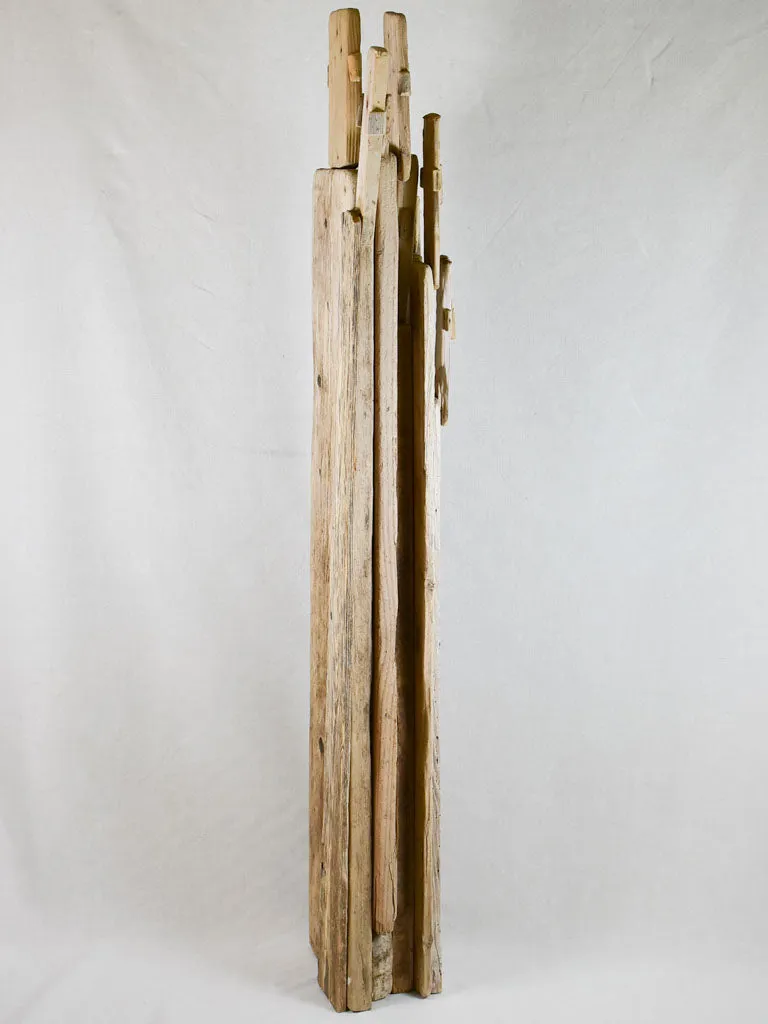 Large driftwood totem sculpture by JP Dreano - 8 characters 61½"