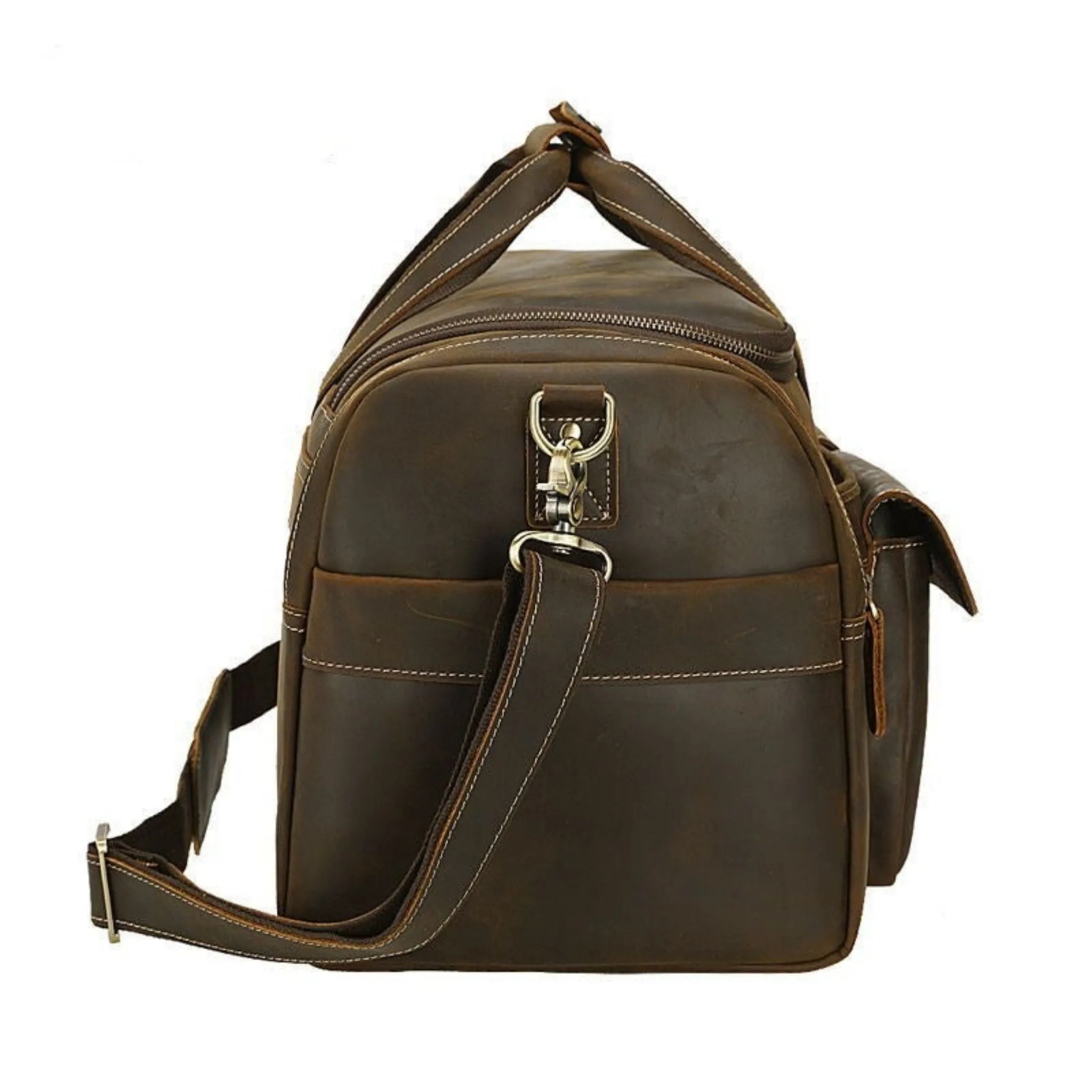 Large Full Grain Leather Weekend Travel Bag