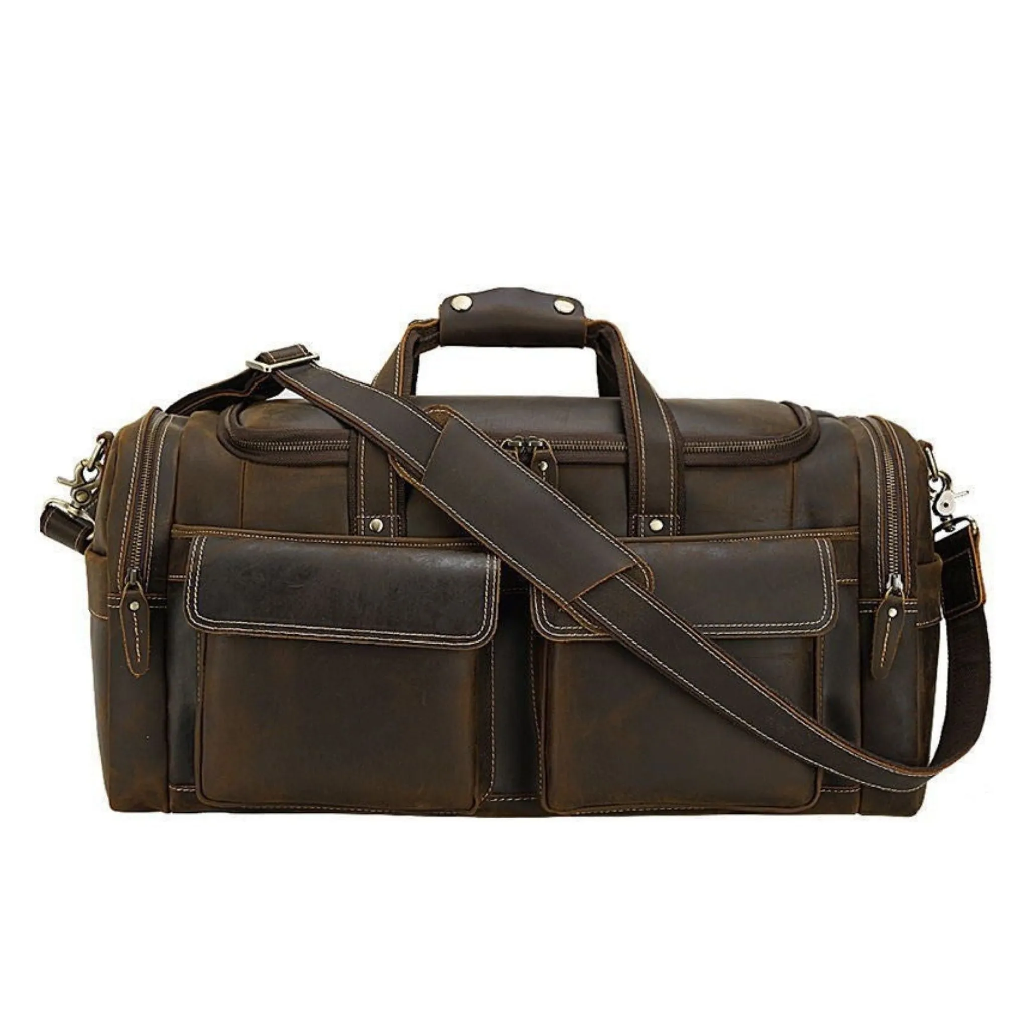 Large Full Grain Leather Weekend Travel Bag