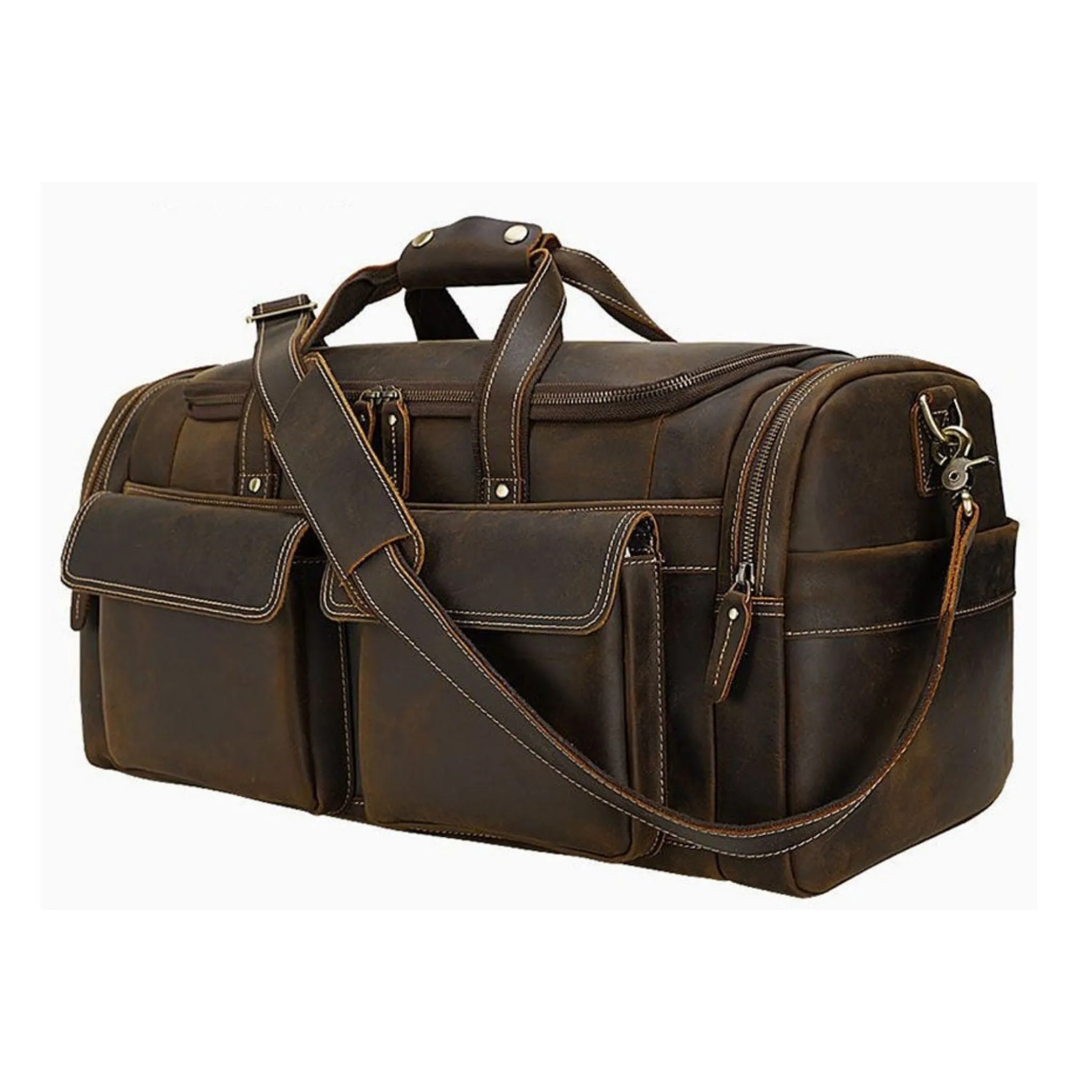 Large Full Grain Leather Weekend Travel Bag
