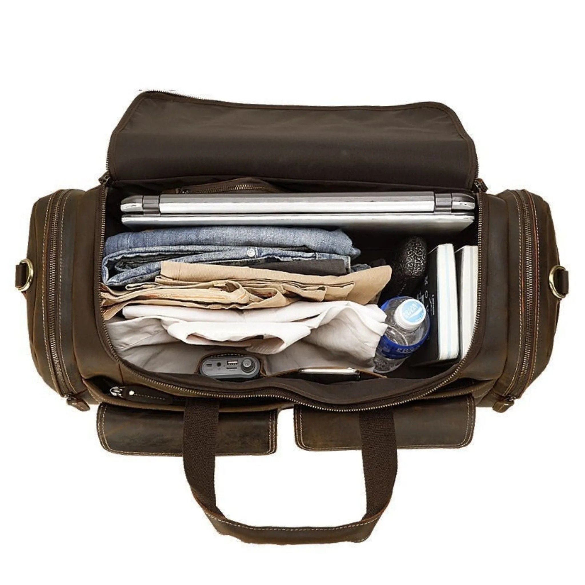 Large Full Grain Leather Weekend Travel Bag