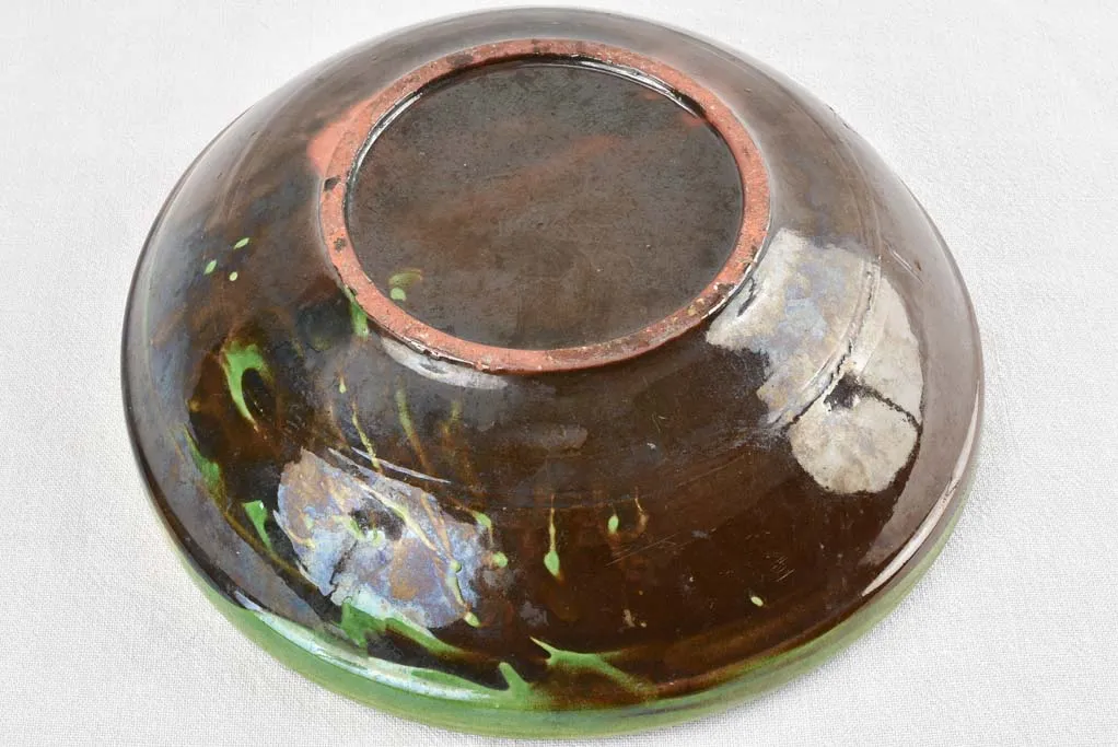 Large green & black salad bowl / tian bowl 14¼"