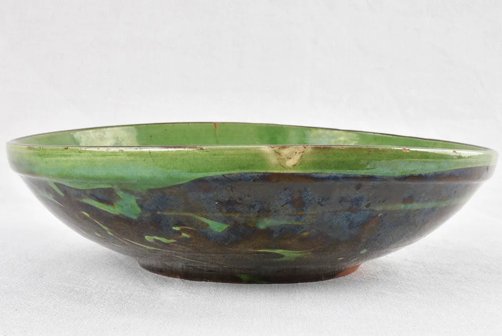 Large green & black salad bowl / tian bowl 14¼"