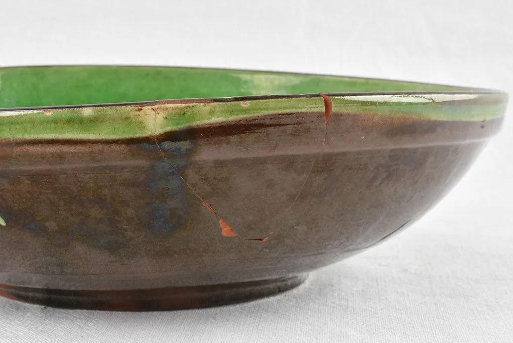 Large green & black salad bowl / tian bowl 14¼"