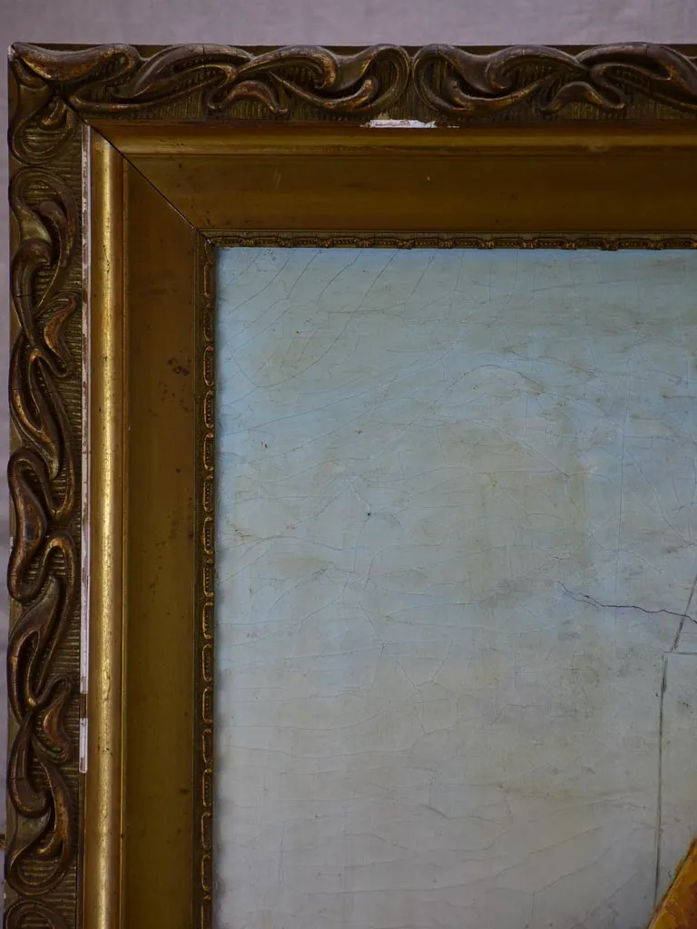 Late 19th Century oil painting of a sail boat in Antibes 26" x 30"
