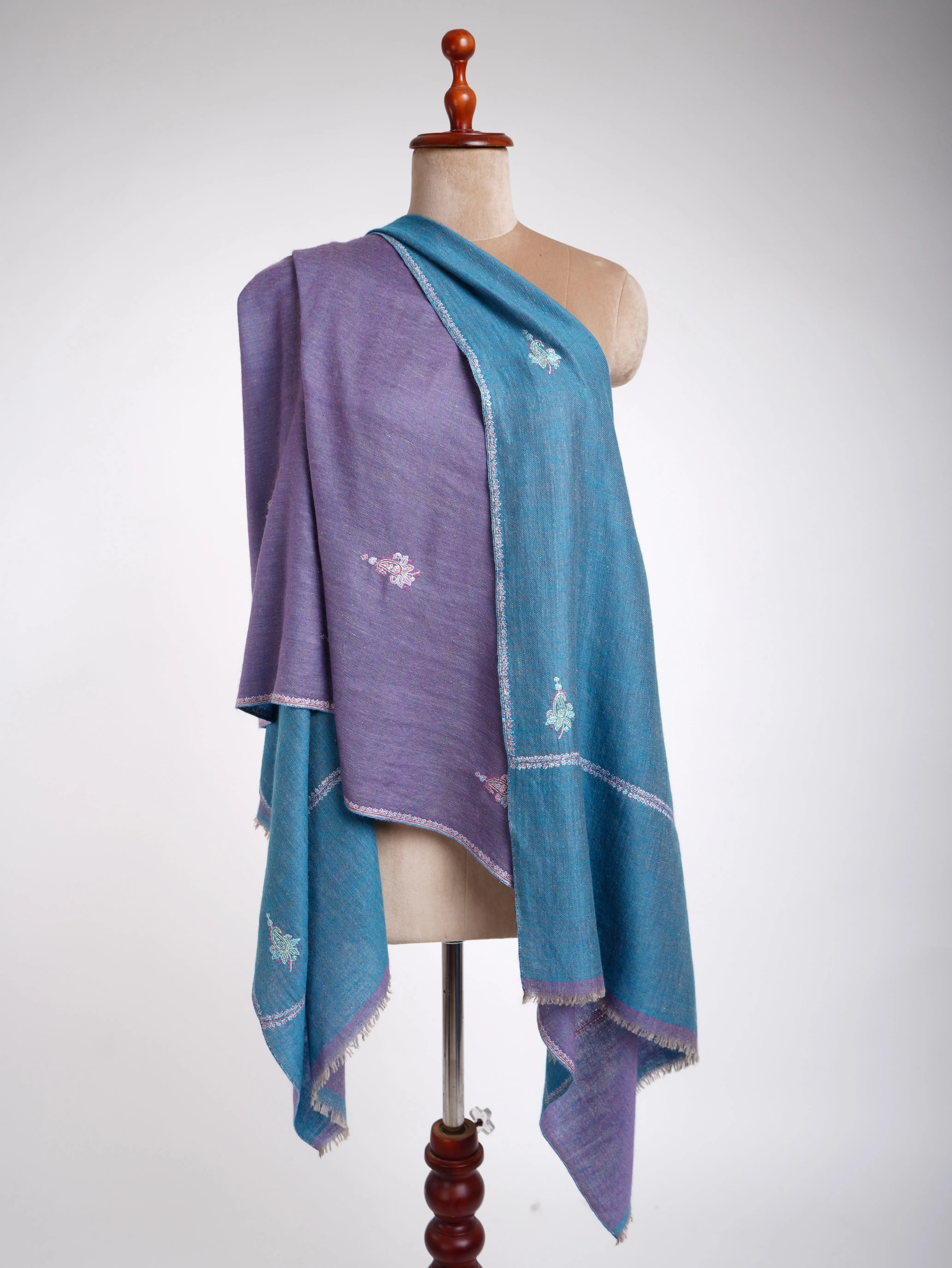 Lavender and Blue Dorukha Cashmere Wrap