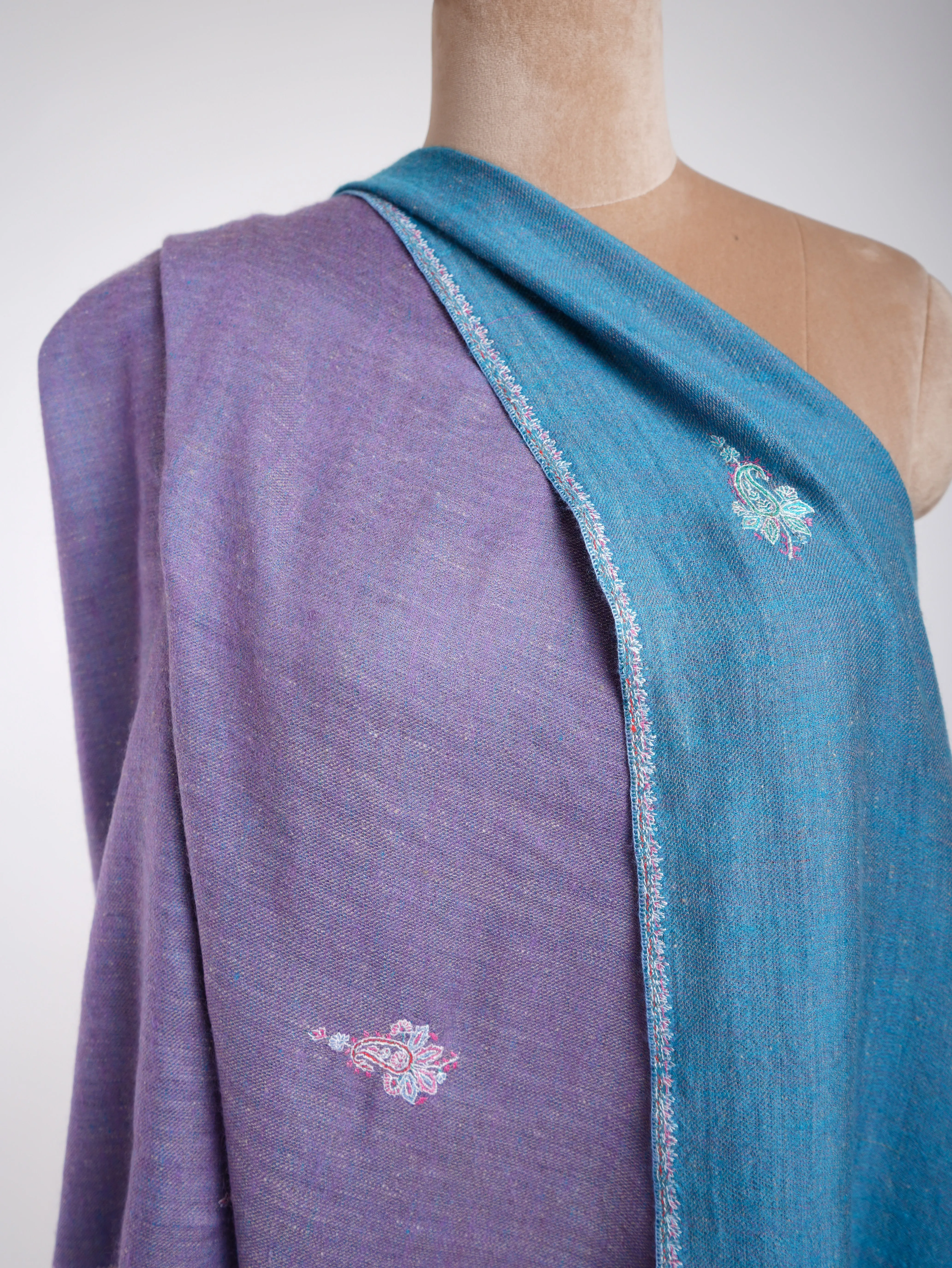 Lavender and Blue Dorukha Cashmere Wrap