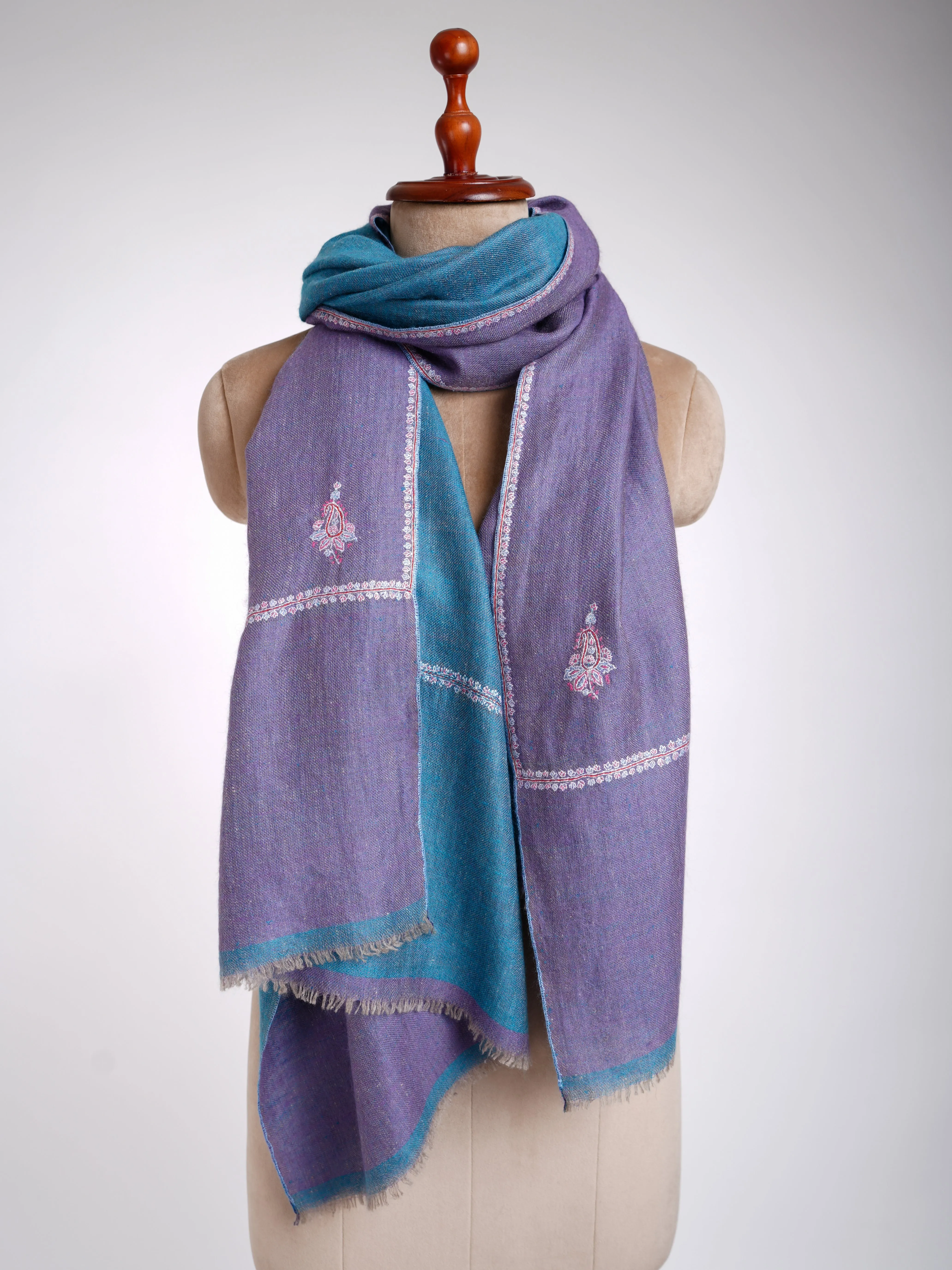 Lavender and Blue Dorukha Cashmere Wrap