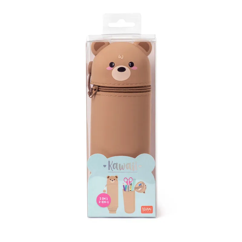 Legami Kawaii 2-In-1 Soft Silicone Pencil Case Teddy Bear