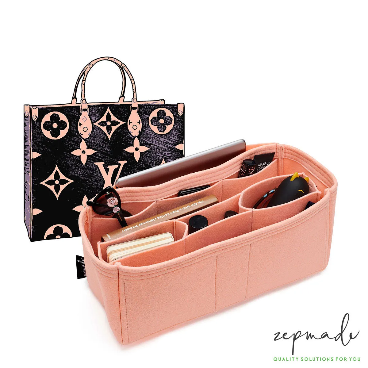 Louis Vuitton Onthego Purse Organizer Insert, Bag Organizer with Middle Compartment and Pen Holder