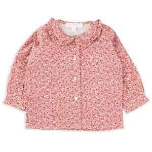 Madeline Ditsy Red Floral Blouse with Ruffle Collar