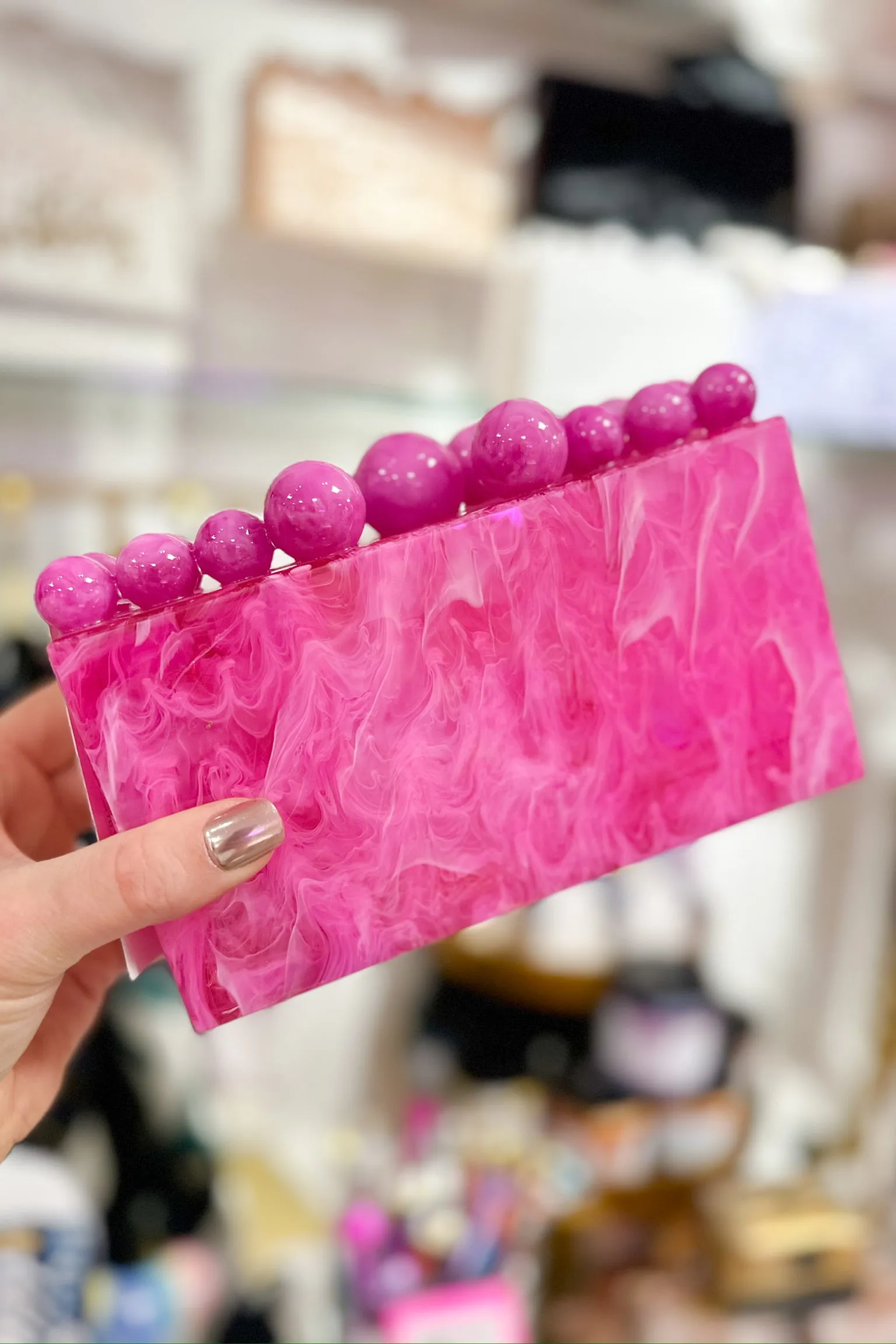 Marble Beaded Acrylic Clutch Purse