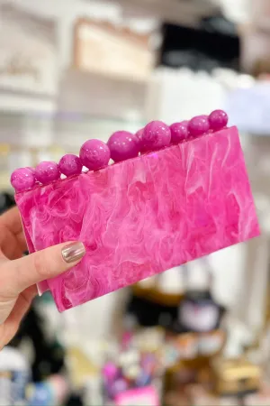 Marble Beaded Acrylic Clutch Purse