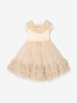 Marchesa Girls Trimmed Plumetis Tulle Gown in Cream