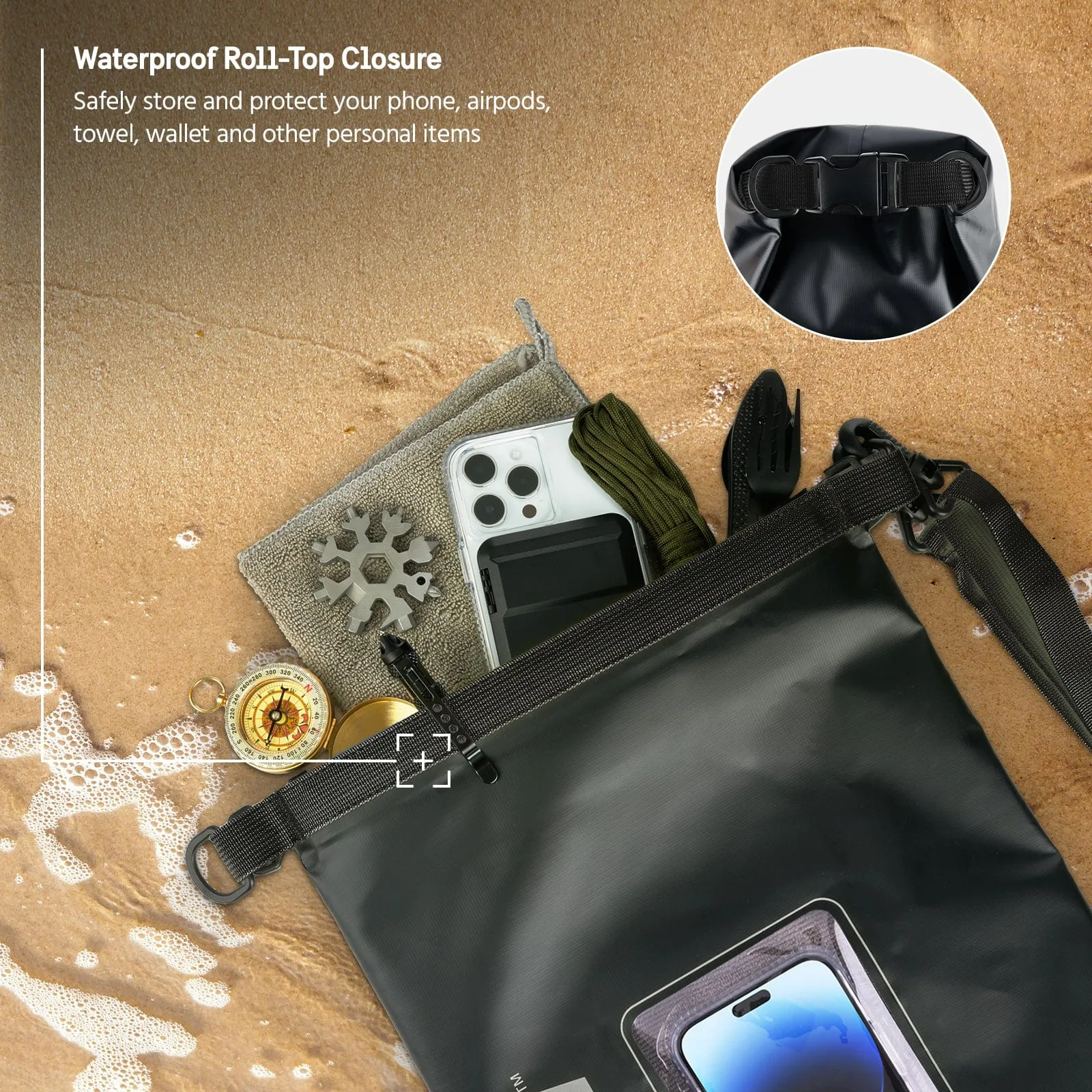 Marine Waterproof 5L Dry Bag - Stealth Black