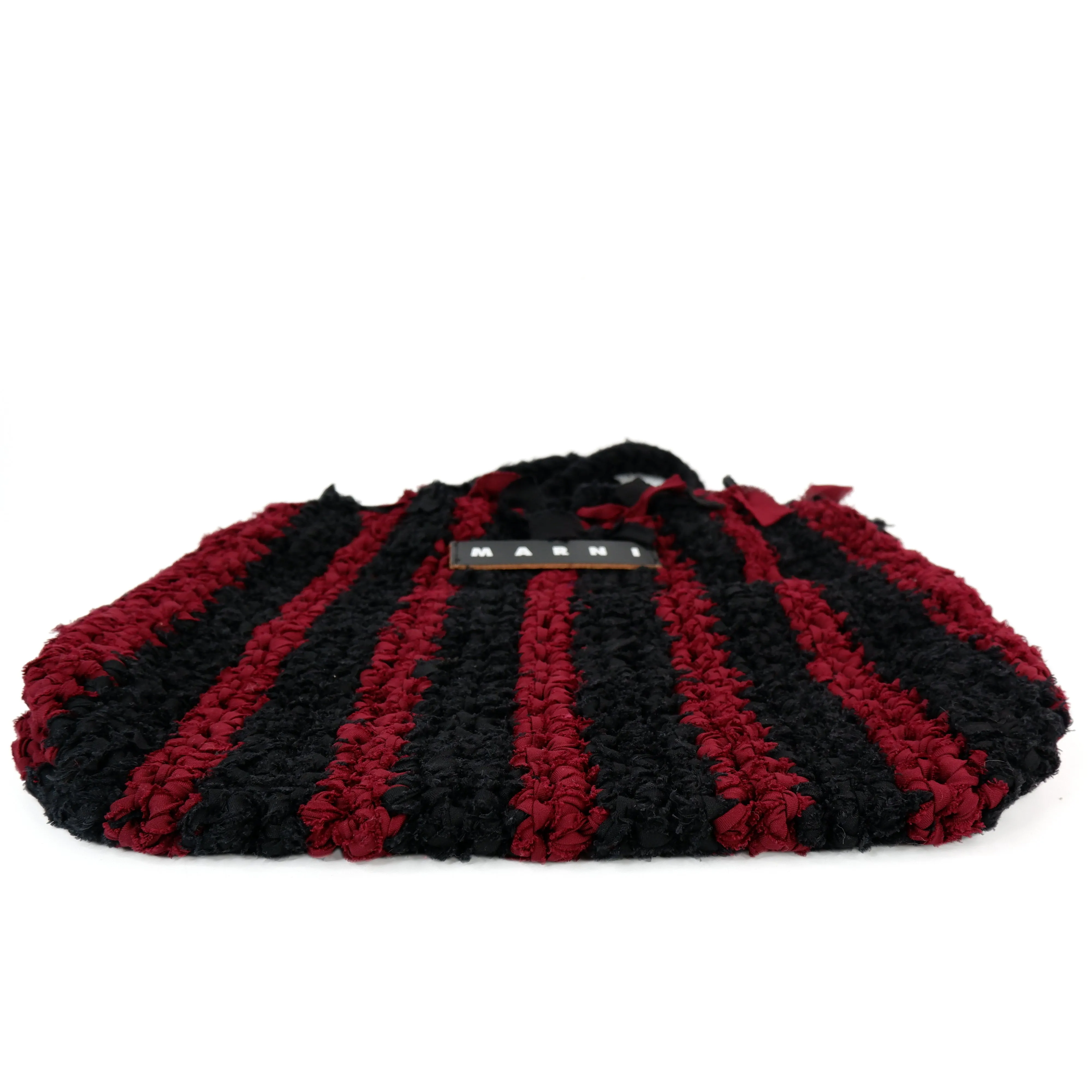 Marni Shopping Tote Tripe Black Red