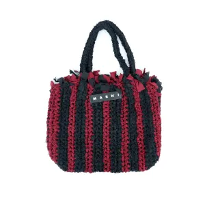 Marni Shopping Tote Tripe Black Red
