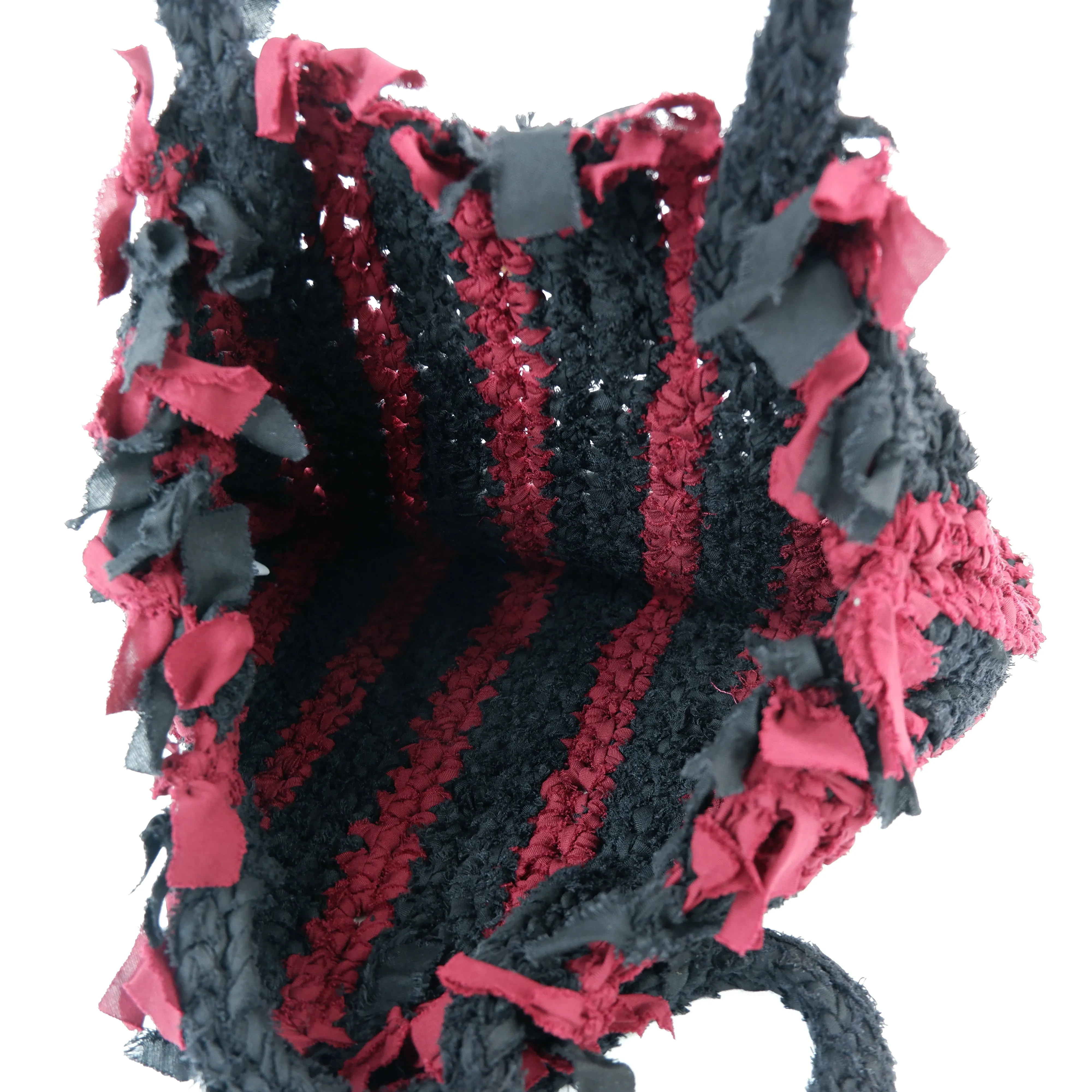 Marni Shopping Tote Tripe Black Red