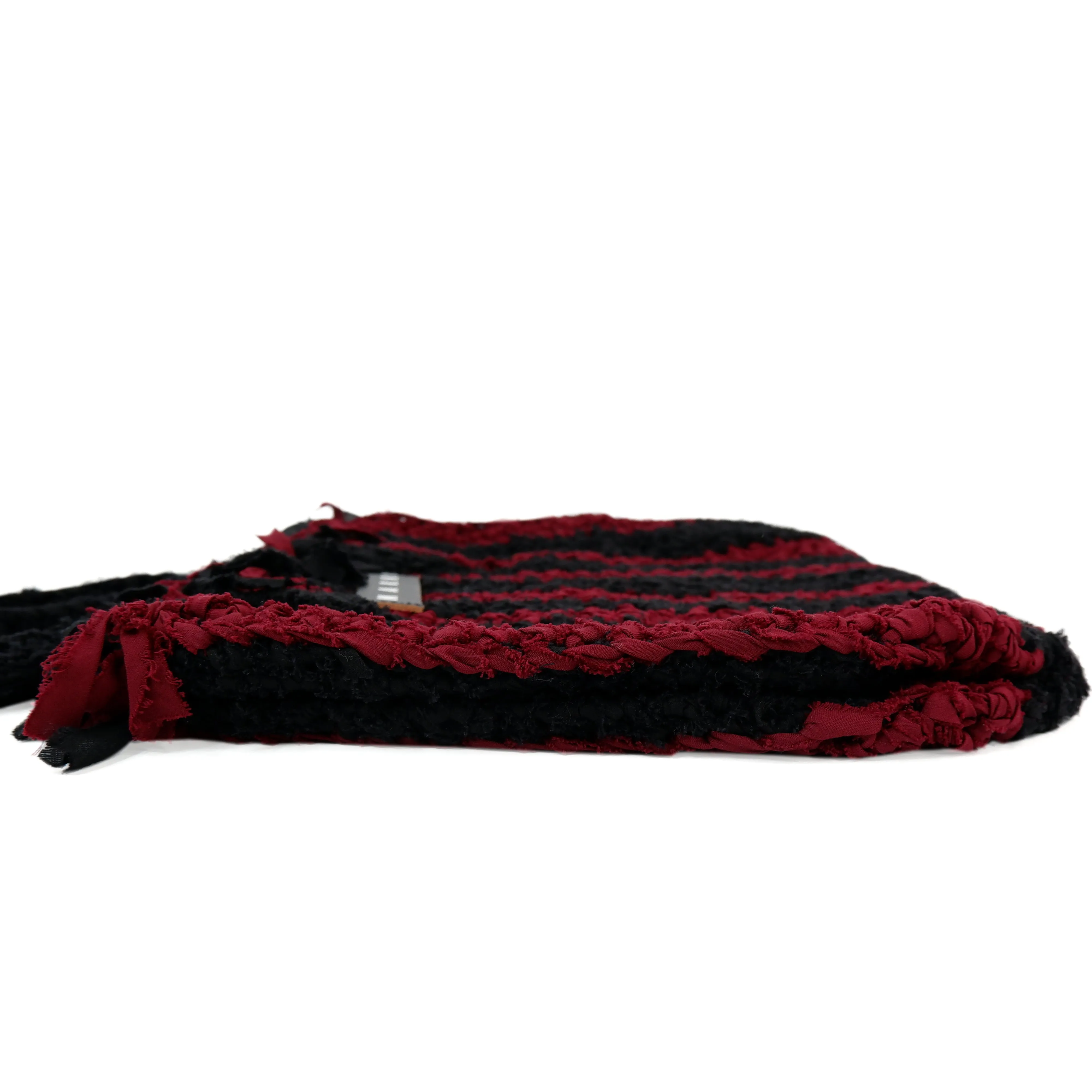 Marni Shopping Tote Tripe Black Red