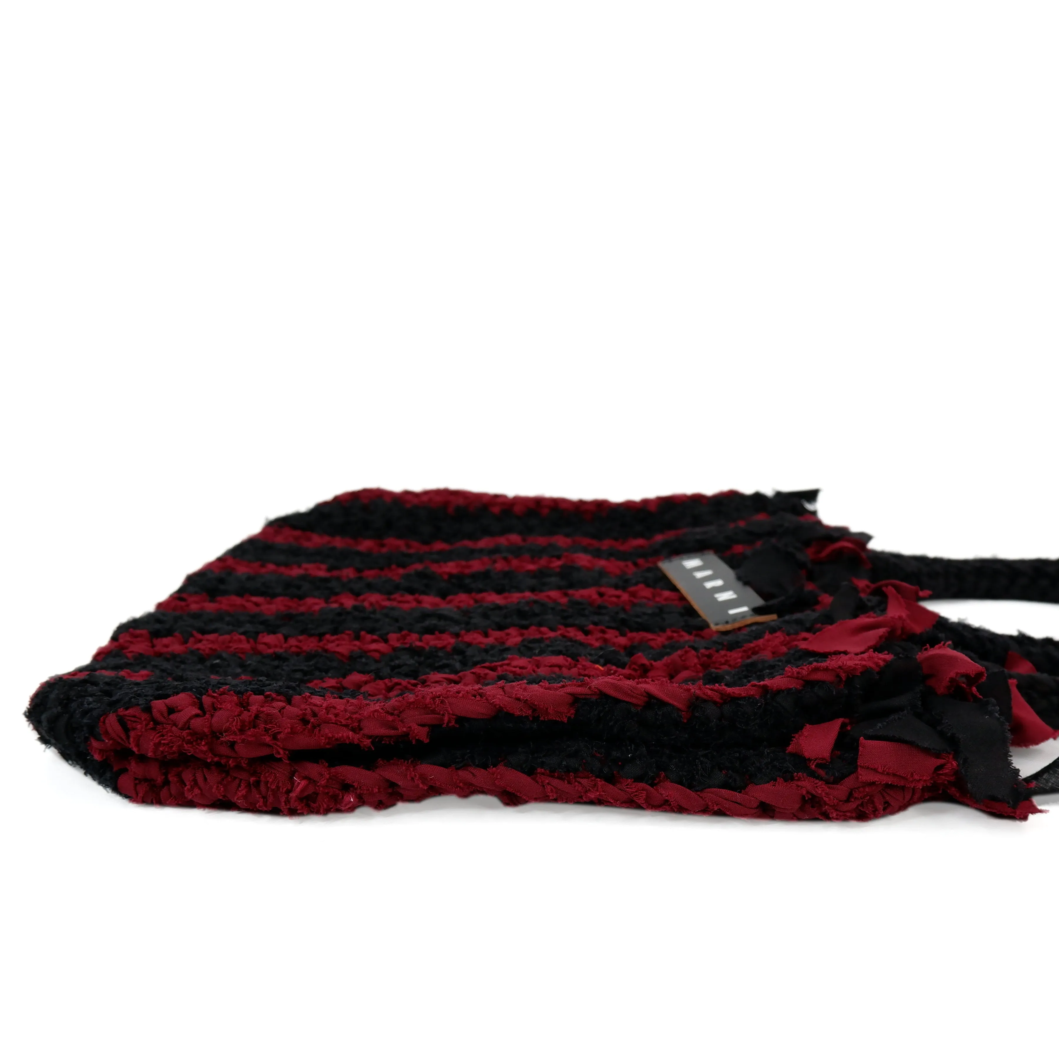 Marni Shopping Tote Tripe Black Red