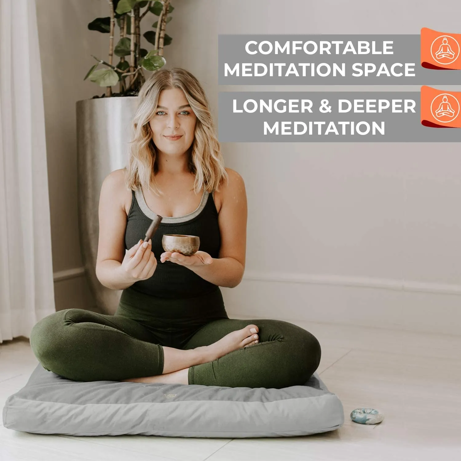 Meditation Mat (32"x32"x3") | Large Floor Cushion for Yoga