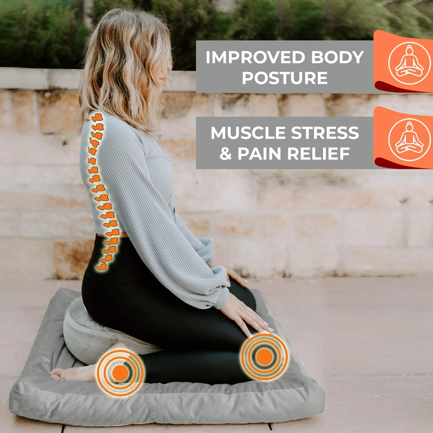 Meditation Mat (32"x32"x3") | Large Floor Cushion for Yoga