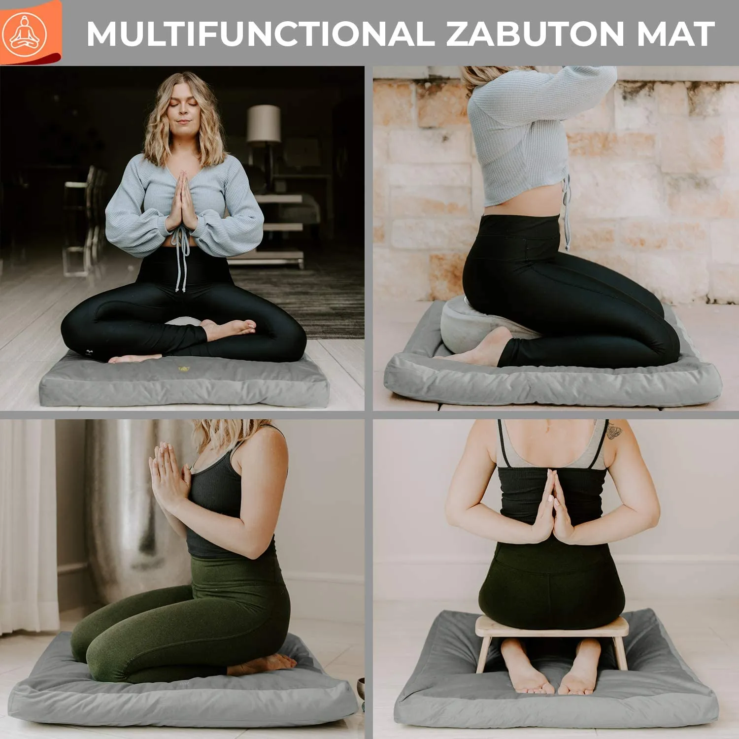 Meditation Mat (32"x32"x3") | Large Floor Cushion for Yoga