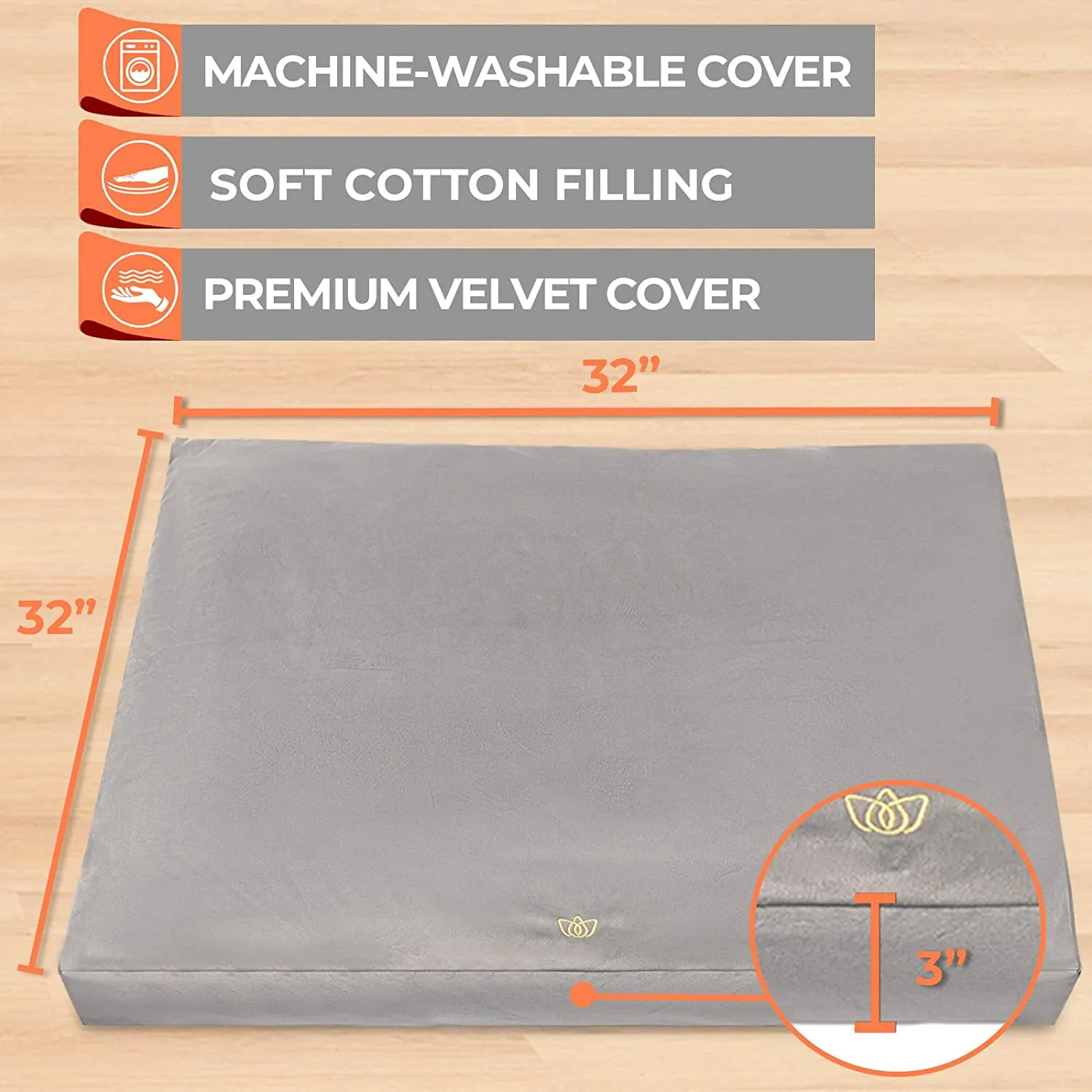 Meditation Mat (32"x32"x3") | Large Floor Cushion for Yoga