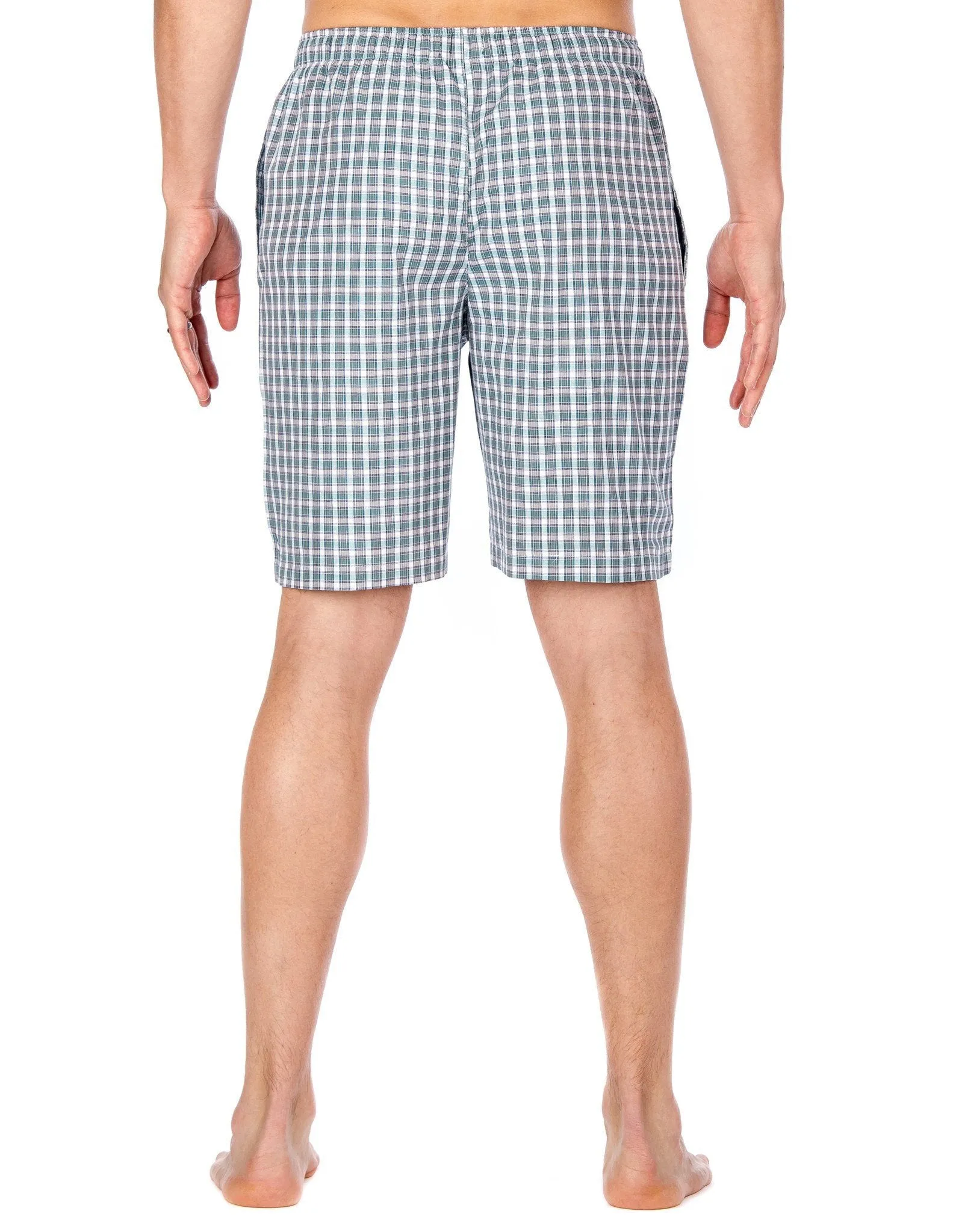 Men's Bamboo Sleep/Lounge Shorts - Plaid Black-White-Green