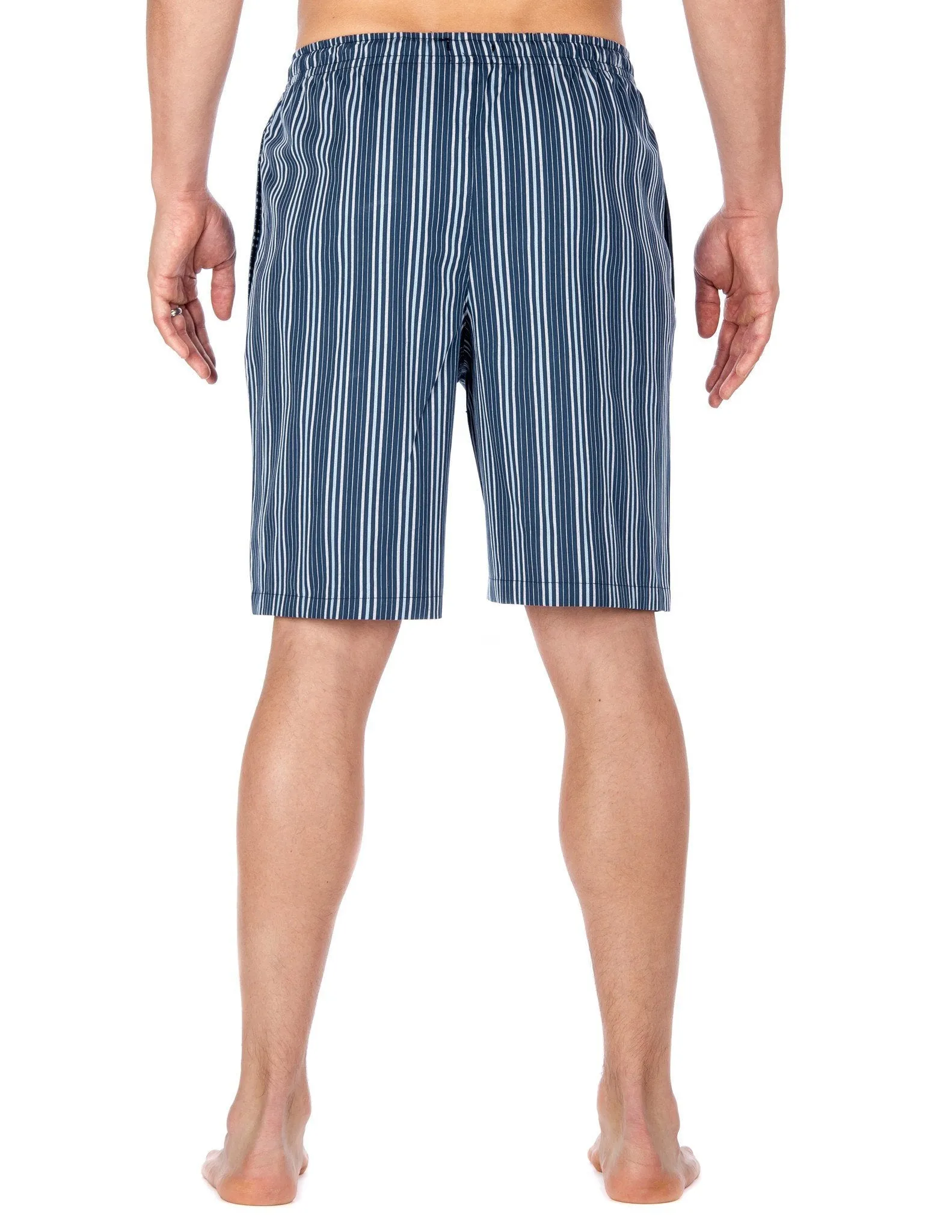 Men's Premium Cotton Lounge/Sleep Shorts - Stripes Dark Blue