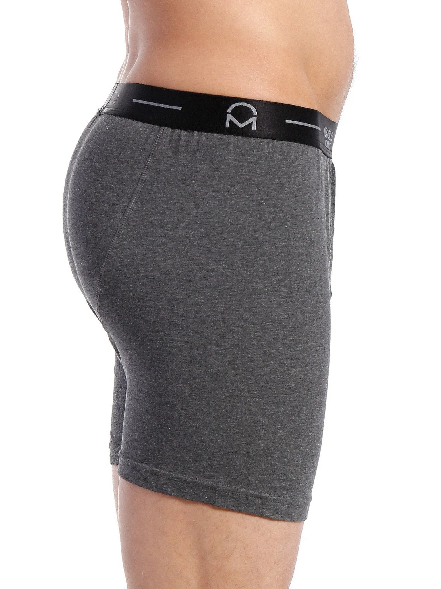 Men's Stretch Cotton Knit Boxer Briefs 3-Pack - Set 1 - Black/Grey/Charcoal