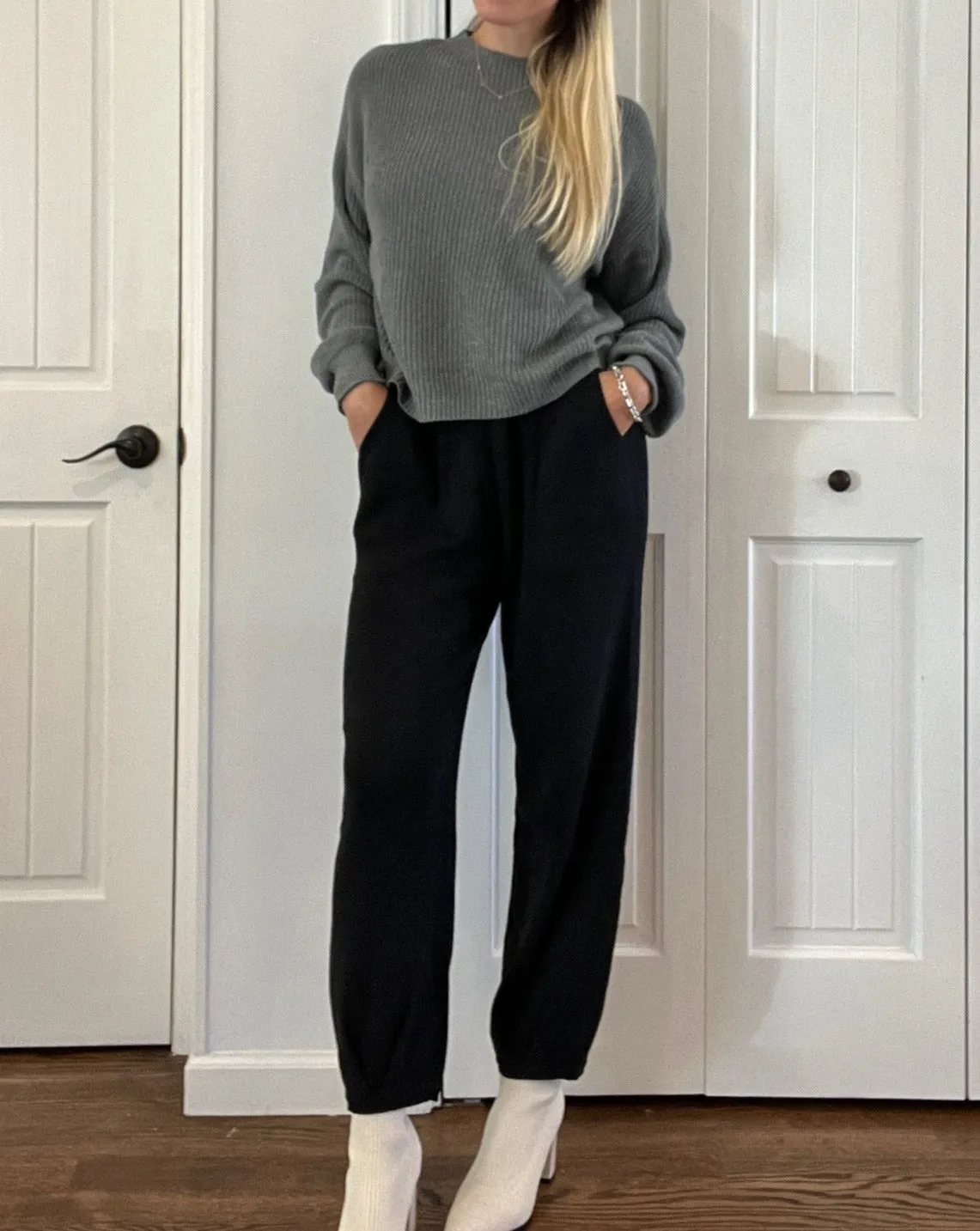 MEROKEETY Long Sleeve Knit Pullover High Waist Pants Sweater Set