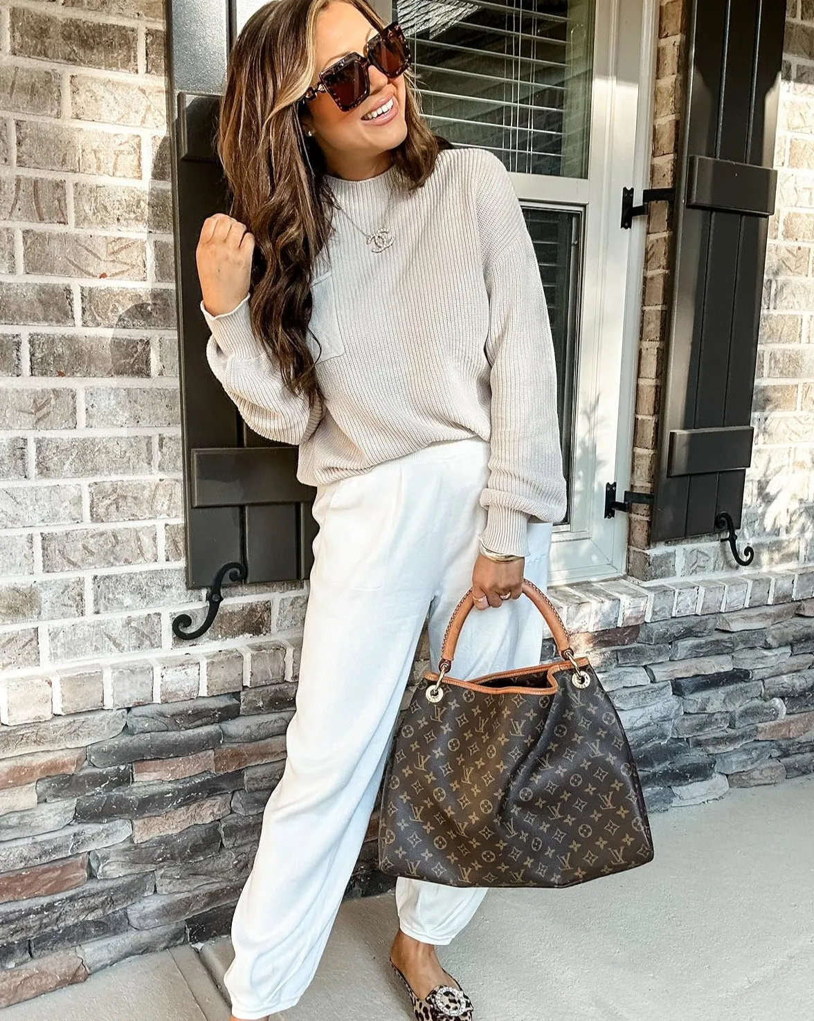 MEROKEETY Long Sleeve Knit Pullover High Waist Pants Sweater Set