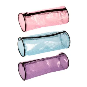 Mesh Round Zip Pencil Case - 21.5cm x 7.5cm