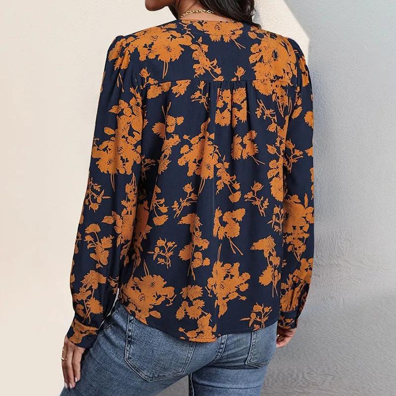 METAVERSMALL New New New Autumn 2025 Style  Top  Pullover V-Neck Printed Shirt