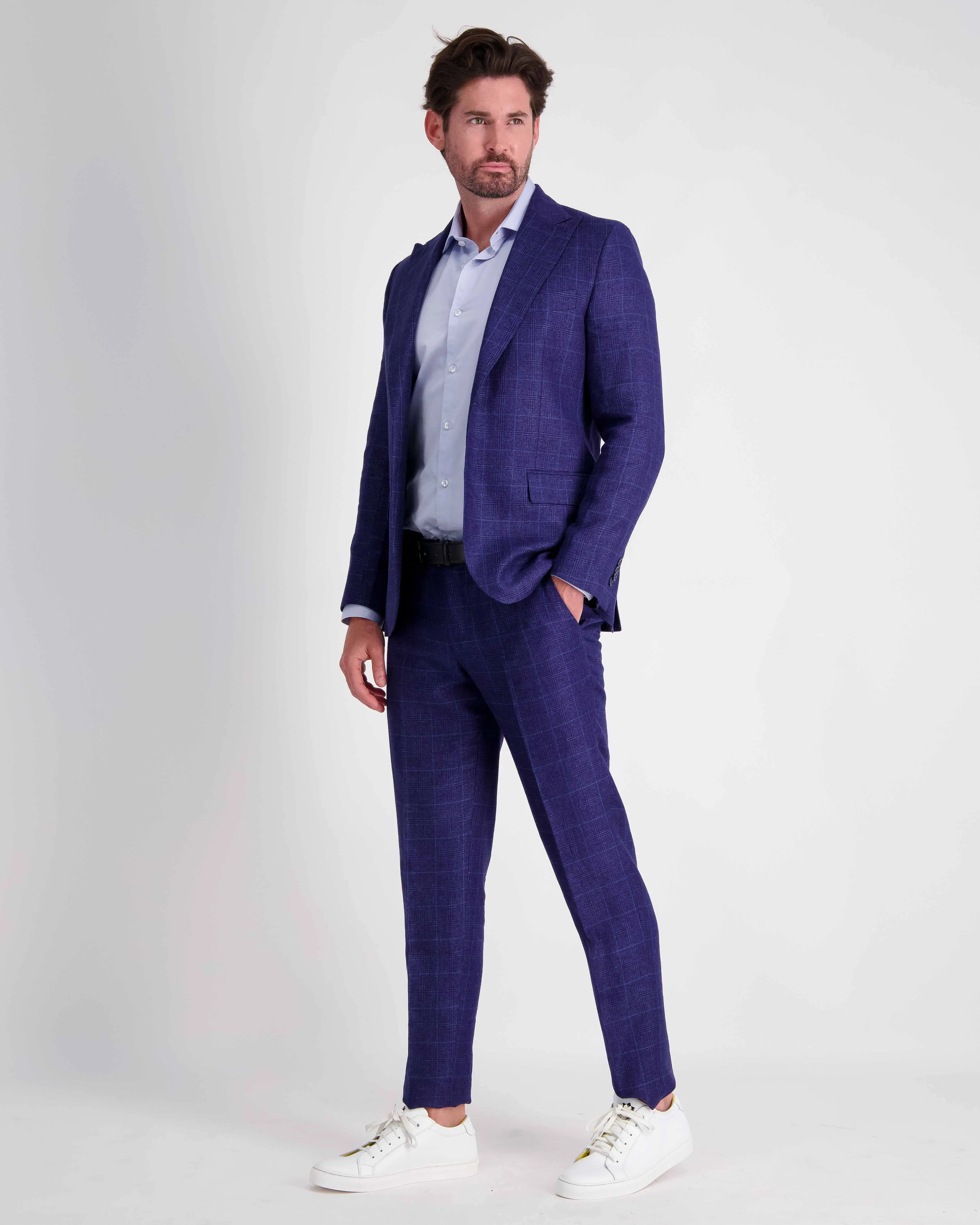 Michael Angelo Loro Piana Cloth Suit - Blue Check - Made in Italy