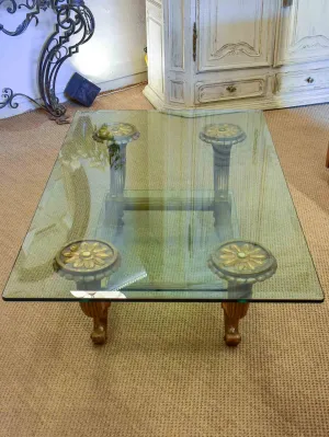 Mid-century Italian coffee table with thick glass top