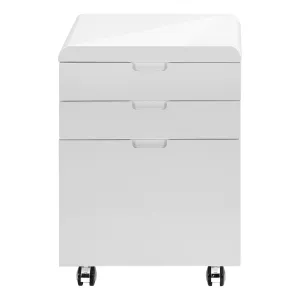 Modern White 18" Gloss Mobile File Cabinet