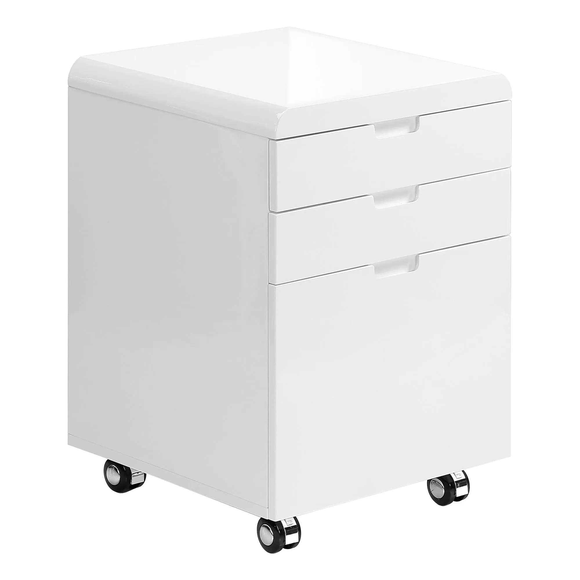 Modern White 18" Gloss Mobile File Cabinet