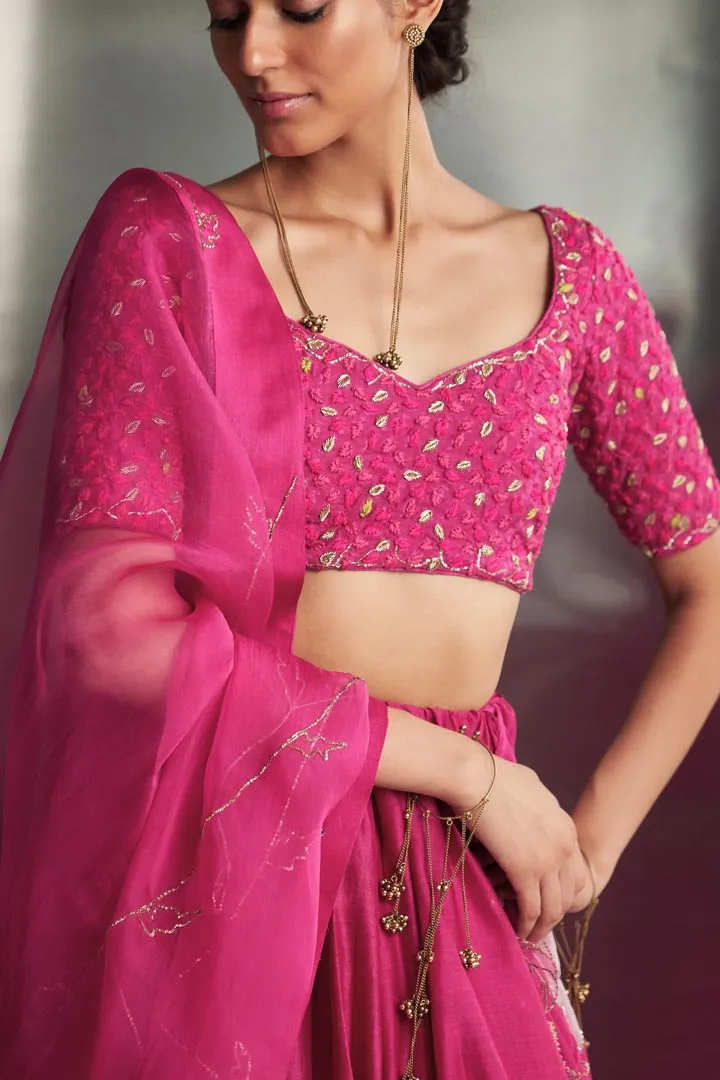 Mulberry Pop Pink Lehenga
