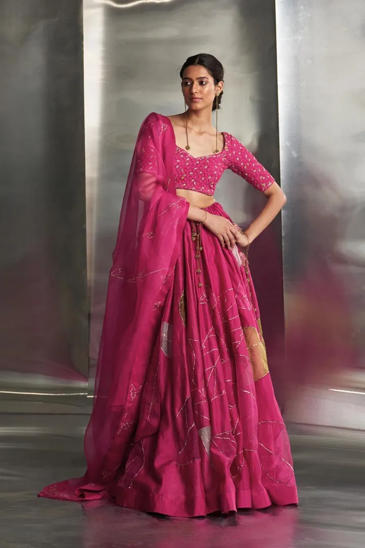 Mulberry Pop Pink Lehenga